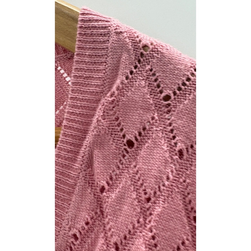 Tularosa Revolve Sweater Blouse Flutter Sleeve Crochet Women Medium Pink New - Picture 7 of 13